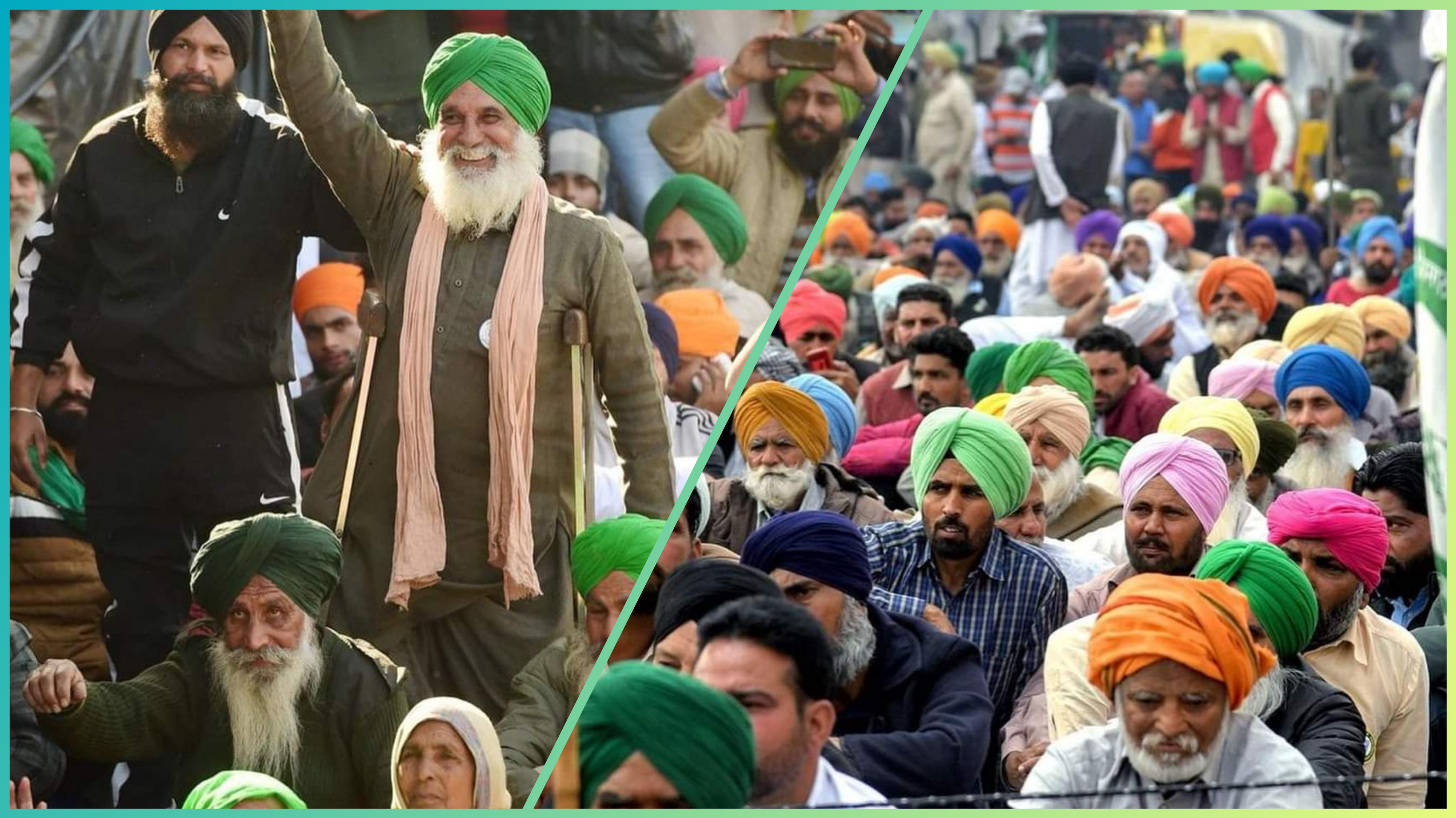 दिल्ली के अलग अलग बॉर्डरों पर किसानों को आंदोलन करते हुए